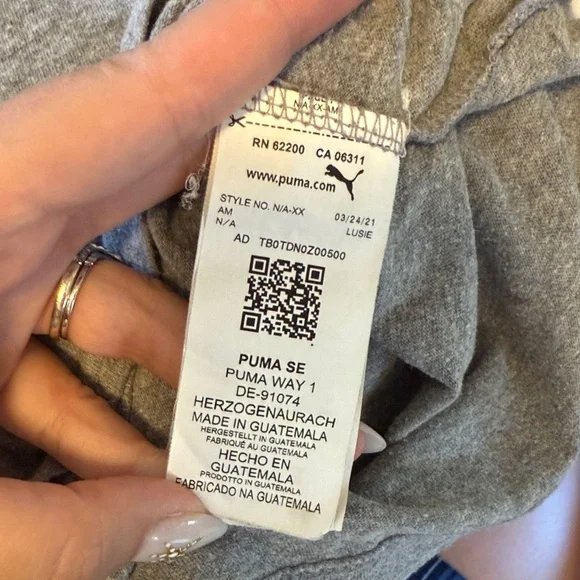 Puma Men's Heather Gray Tee with Striped Orange Logo Size S - Picture 6 of 6